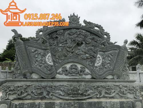 Cuốn thư đá có thiết kế họa tiết rồng cuốn thủy